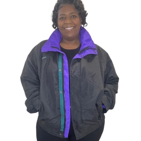 Columbia Bugaboo Coat Mens Vintage Black Purple Ski Jacket 90s Vintage Sz XL